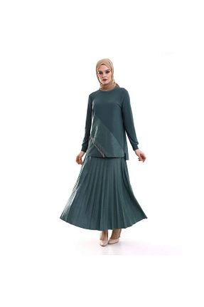 ست بالاتنه و پائین تنه سبز زنانه بافتنی clemence - کد 852850922