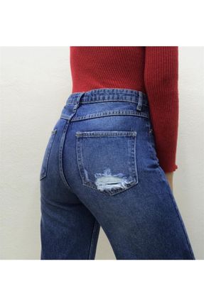 شلوار جین آبی زنانه پاچه تنگ فاق بلند جین کد 52023866