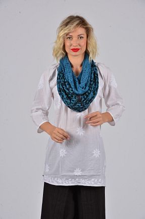 شال آبی زنانه اکریلیک Gezgin tekstil ve aksesuar - کد 46715142