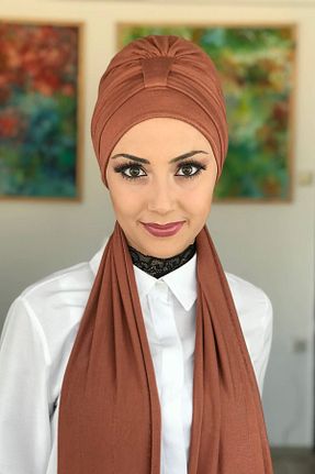 روسری قهوه ای پنبه ای BUTİKAMBAR - کد 127917388