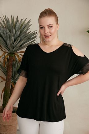 تیشرت سایز بزرگ مشکی زنانه سایز بزرگ Rmg - کد 128571882