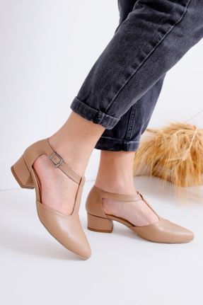 کفش پاشنه بلند کلاسیک قهوه ای زنانه چرم مصنوعی پاشنه کوتاه ( 4 - 1 cm ) پاشنه پر کد 46473260