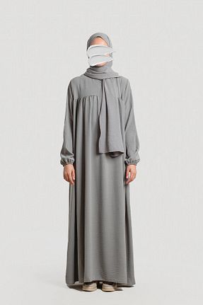 لباس حجاب طوسی زنانه اورسایز Lemaye - کد 852998320