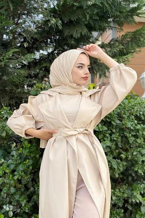 ترنچکت حجاب بژ زنانه پنبه پلی استر Daçem Hira - کد 853022027