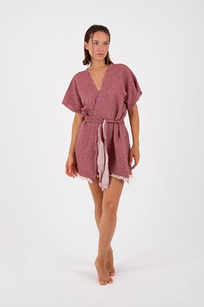 کیمونو و کافتان زرشکی زنانه پنبه ای Dokubba - کد 836509997