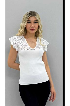 بلوز سفید زنانه Ajurlu aytenli - کد 853082550