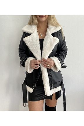 کاپشن مشکی زنانه اورسایز WoolnClyde - کد 154211656