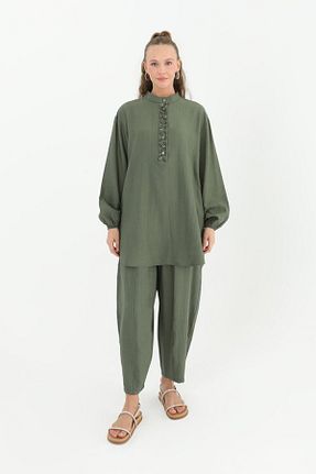 ست بالاتنه و پائین تنه خاکی زنانه بافتنی Puane - کد 832251646