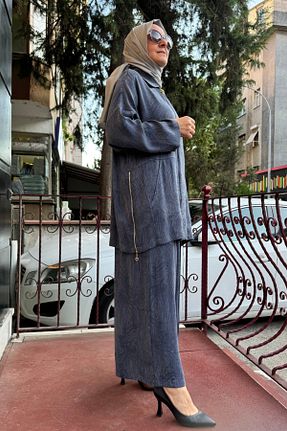 ست بالاتنه و پائین تنه حجاب سرمه ای زنانه Relaxed Ghisa - کد 853211410