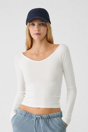 تیشرت نباتی زنانه Fitted Stradivarius - کد 853218525