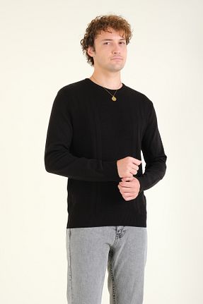 پلیور مشکی مردانه طرح دار Giyim Dünyası - کد 852798100