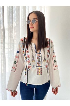 بلوز نباتی زنانه Etnik Ateilerdijle - کد 356705150