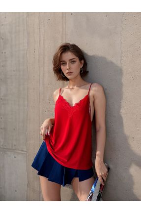 بلوز قرمز زنانه طرح دار Loomora - کد 853015448