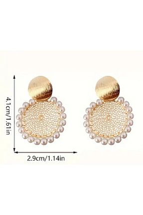 گوشواره جواهر طلائی مروارید TAKINTI AKSESUAR - کد 853027972