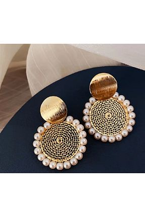 گوشواره جواهر طلائی مروارید TAKINTI AKSESUAR - کد 853027972