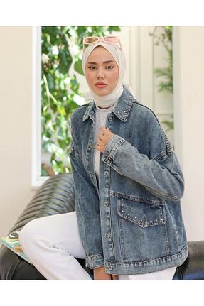 کت آبی زنانه اورسایز SHİROSA - کد 853164699