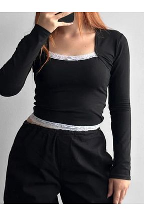 بادی مشکی زنانه یقه مربعی Aesthia - کد 853248956