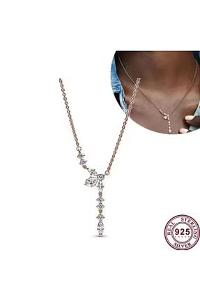 گردنبند نقره صورتی زنانه 925 عیار POSEİDONS JEWELLERY - کد 792439649
