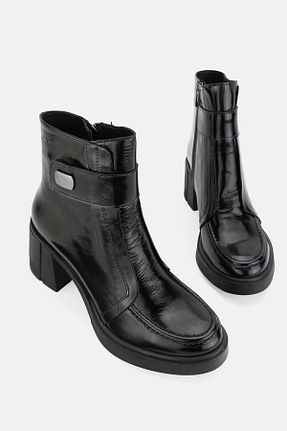 بوت / نیم بوت مشکی زنانه چرم خالص TUNAELLİ - کد 852966818