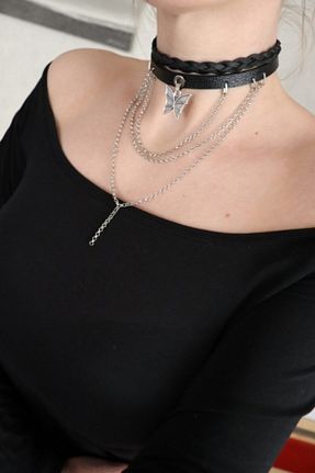 چوکر مشکی چرم خالص DENİZ TASARIM - کد 55054739