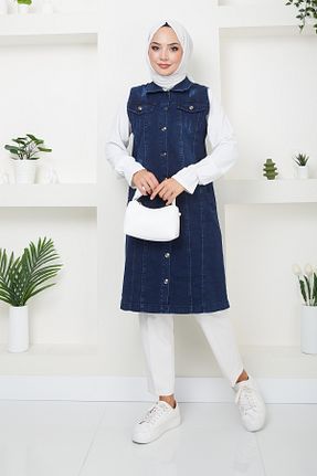 جلیقه آبی زنانه تنگ Pamuk Butik - کد 853036056