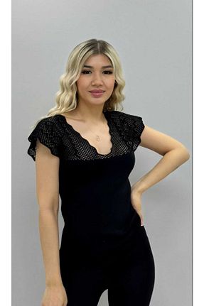 بلوز مشکی زنانه Ajurlu aytenli - کد 853082562