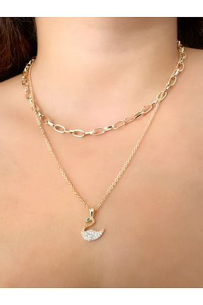 گردنبند جواهر طلائی زنانه برنجی TAKİŞKO - کد 853249645