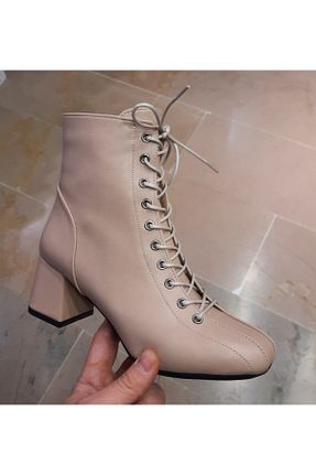 بوت / نیم بوت بژ زنانه چرم مصنوعی BRGL - کد 217241399