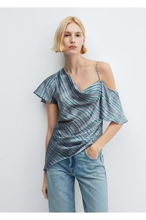 بلوز آبی زنانه Asimetrik MANGO - کد 822182222