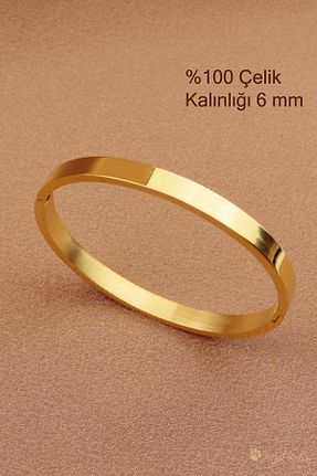 دستبند استیل (فولاد) طلائی زنانه استیل (فولاد) Keyifli Hayaller - کد 636780830