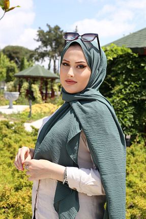 روسری سبز کرپ ساتن ابریشم Pieef - کد 853389166