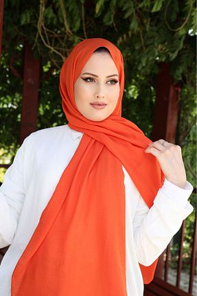 روسری نارنجی کرپ ساتن ابریشم Pieef - کد 853403376