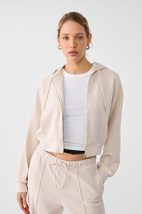 سوئیشرت بژ زنانه بافت دار Stradivarius - کد 853447556