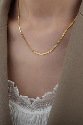 گردنبند استیل ( فولاد ) طلائی زنانه استیل (فولاد) senfonijewelry - کد 809843170