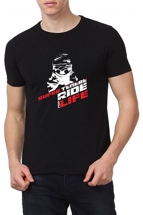 تیشرت مشکی زنانه رگولار Motosiklet T-shirt - کد 92584245