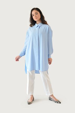 تونیک حجاب آبی زنانه مخلوط ویسکون Rukayyel - کد 853549010