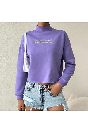 سوئیشرت بنفش زنانه Slogan Mood Lab - کد 757372523