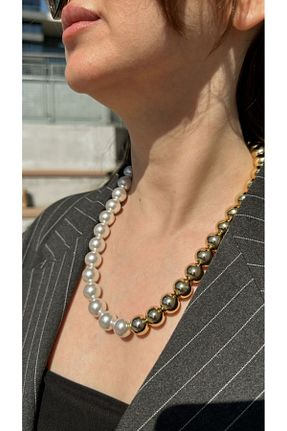 گردنبند جواهر طلائی زنانه مروارید Pao Rosa - کد 849821284
