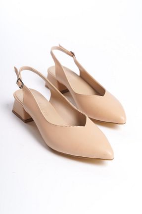 کفش پاشنه بلند کلاسیک بژ زنانه چرم مصنوعی Çaçaroz Ayakkabı - کد 802764427