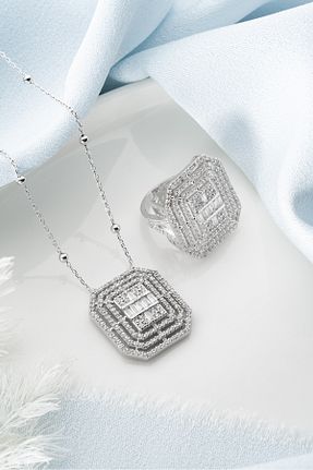 ست نقره زنانه زیرکن Silvano Jewelry - کد 853782882