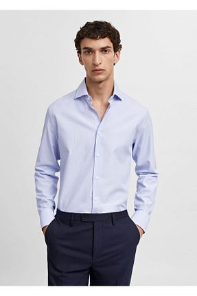پیراهن آبی مردانه اسلیم فیت MANGO Man - کد 788742643