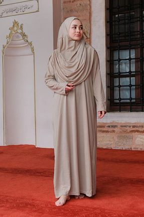 لباس حجاب طوسی زنانه اورسایز LOCCO - کد 852266240