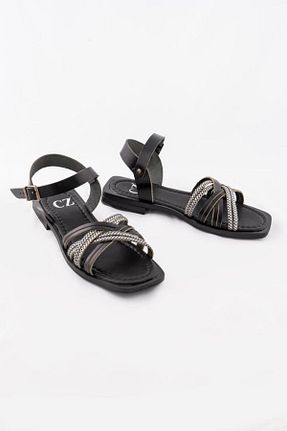 صندل طوسی زنانه پاشنه تخت CZ London - کد 673901085