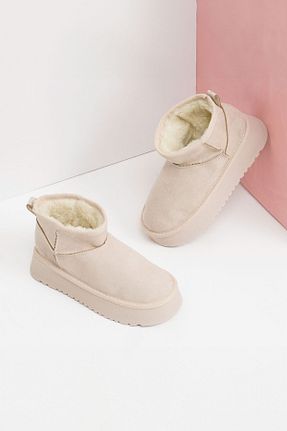 بوت / نیم بوت بژ زنانه چرم مصنوعی CZ London - کد 756608011
