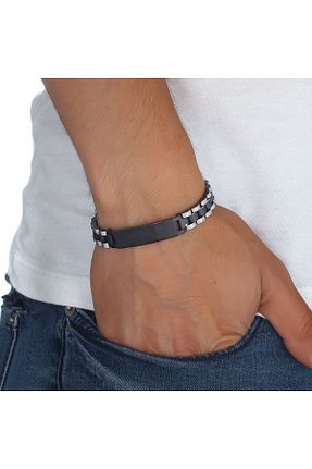 دستبند استیل (فولاد) مشکی مردانه استیل (فولاد) AKSESUARIM - کد 853332869