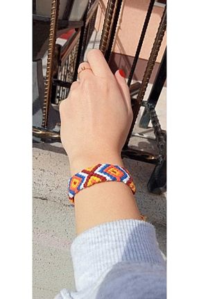 دستبند جواهر رنگی زنانه چرم Şengül - کد 657715255