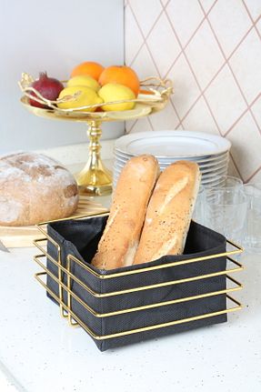 جعبه / سبد نان طلائی فلزی MultiStore - کد 853396967