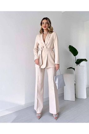 ست بالاتنه و پائین تنه بژ زنانه بافتنی Moda İkra - کد 853424836