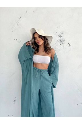 ست بالاتنه و پائین تنه سبز زنانه بافتنی GibiyoWear - کد 853447204