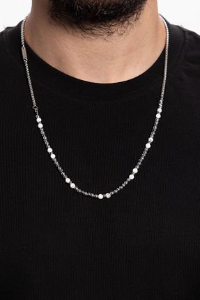 گردنبند جواهر سفید مردانه سنگ طبیعی Fjellor - کد 833991906